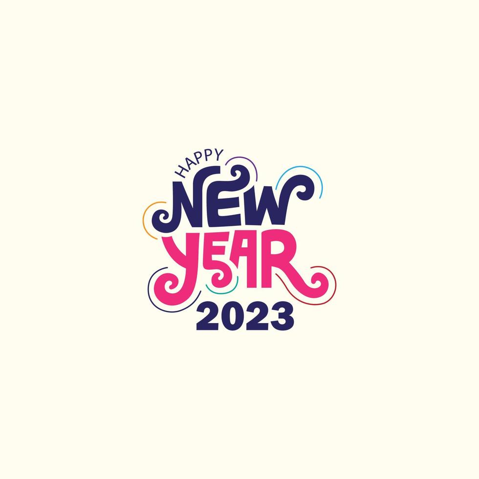 2023 New Year Vector Template Design with Typography Logo. Greeting Card, Banner, Poster. Vector Illustration