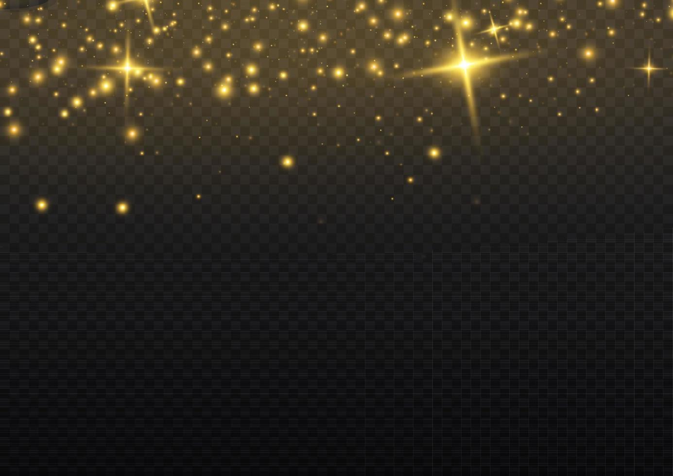 Vector sparkles. Gold dust. Yellow sparks shine light effect. Christmas abstract smoke and wind pattern. Shiny fairy dust particles with smoke and star in yellow color.