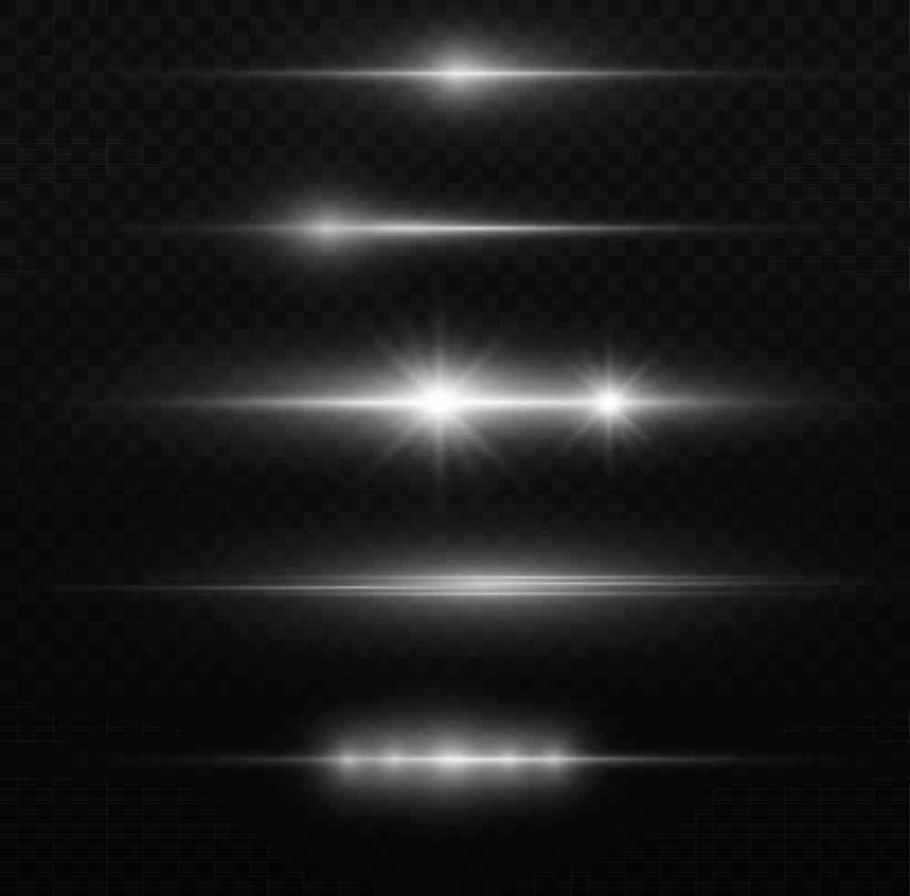 Horizontal beams of light. Beautiful light reflections. Glowing stripes