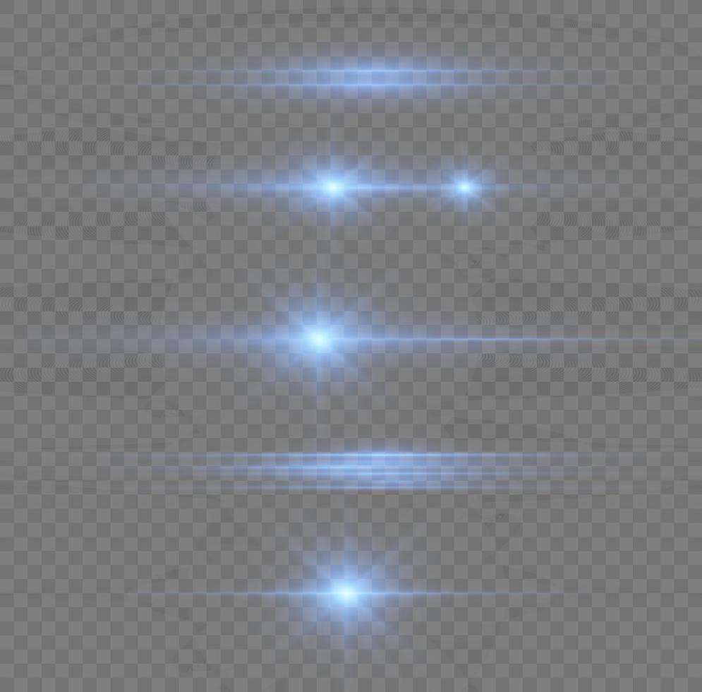 Horizontal beams of light. Beautiful light reflections. Glowing stripes on a light background. Glowing abstract sparkling background. Set of white horizontal highlights. Laser beams. spark and stars. vector