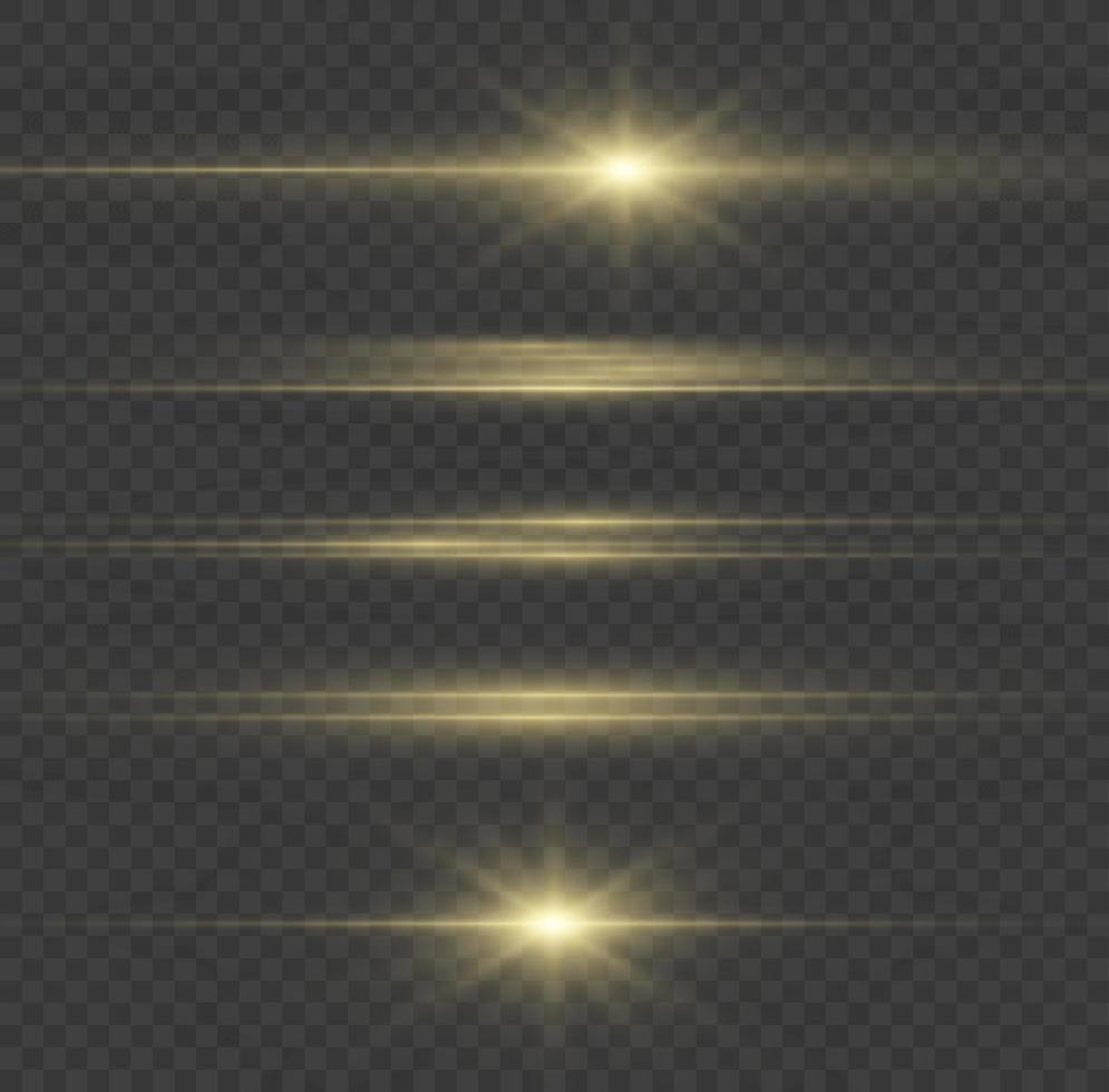 Horizontal beams of light. Beautiful light reflections. Glowing stripes on a light background. Glowing abstract sparkling background. Set of white horizontal highlights. Laser beams. spark and stars. vector