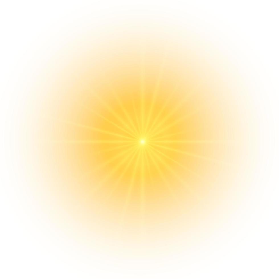 sol amarillo, un destello, un resplandor suave sin rayos que se alejan. estrella brilló con destellos aislado sobre fondo blanco. ilustración vectorial de salpicaduras amarillas abstractas. vector