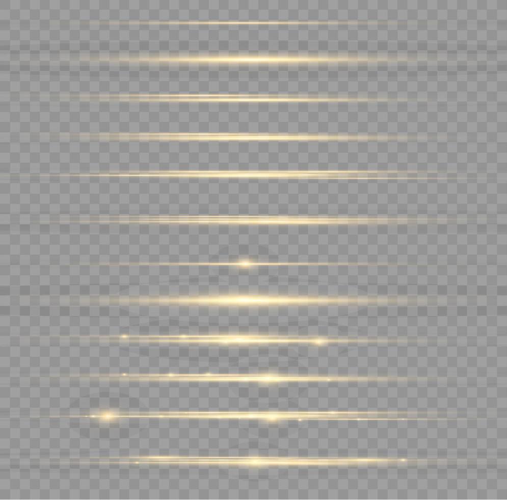 estrella brillante, partículas solares y chispas con efecto de realce, luces doradas, brillo bokeh y lentejuelas. Juego de destellos y destellos de luz dorada, vector. efecto deslumbramiento, líneas, explosión blanca. vector