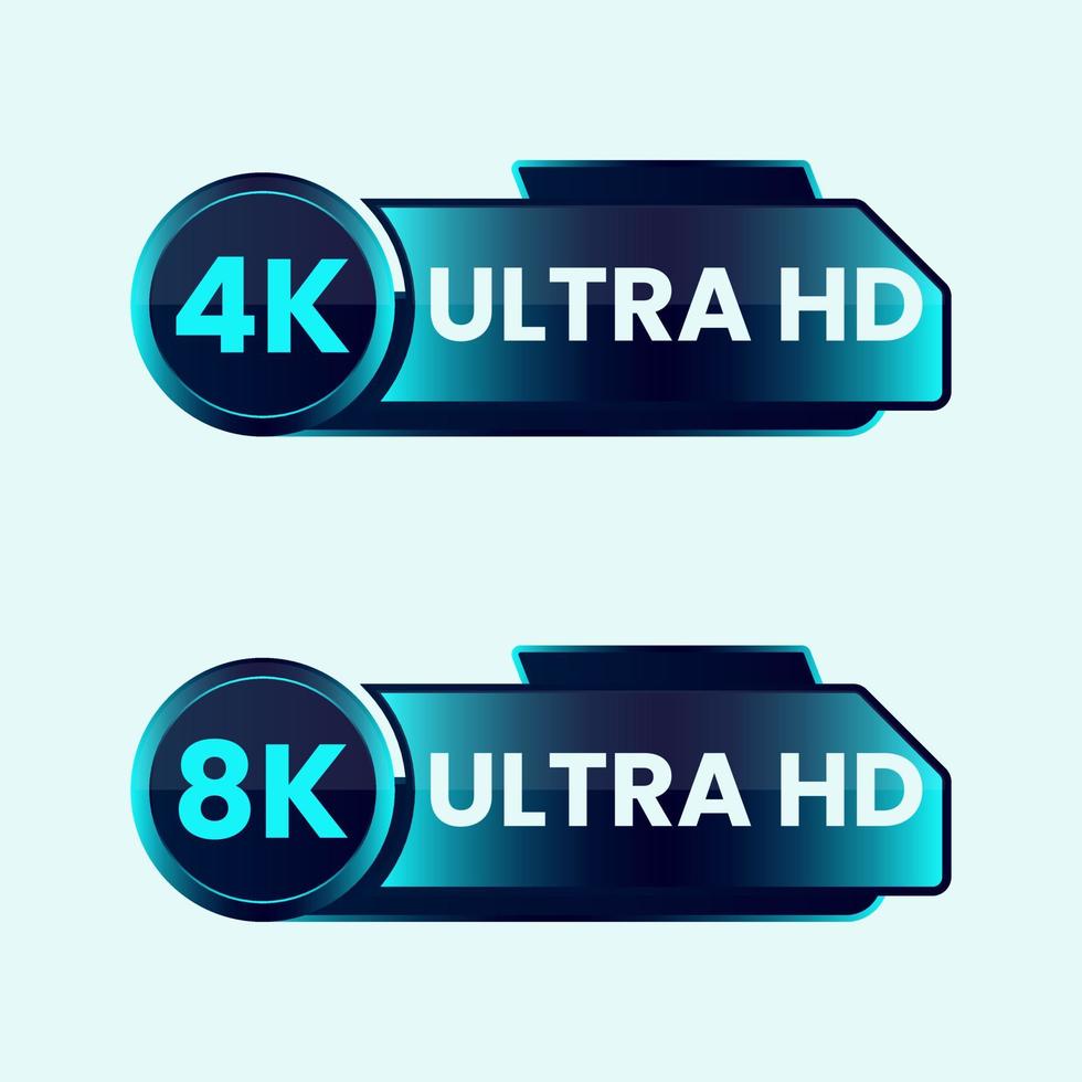 8k and 4k ultra hd video resolution icon vector