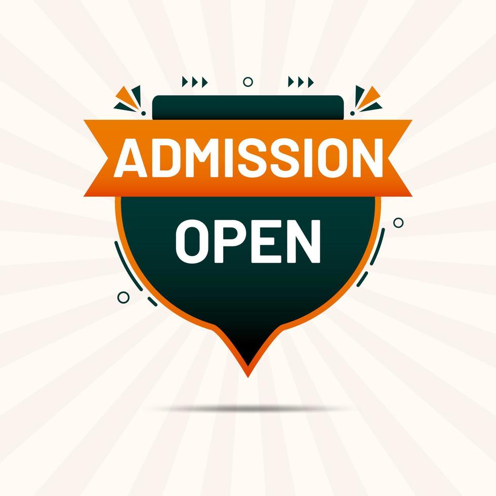 admission open sticker or label design for poster and banners vector