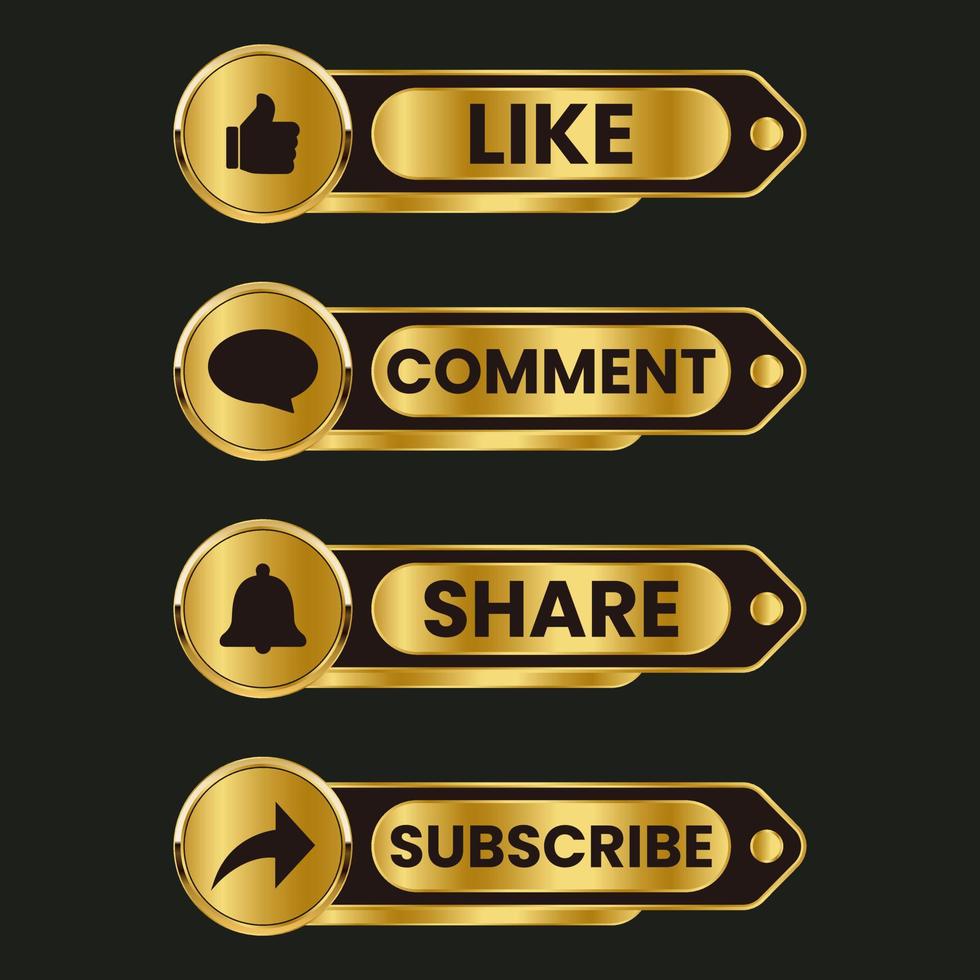 Subscribe share like and comment button vector