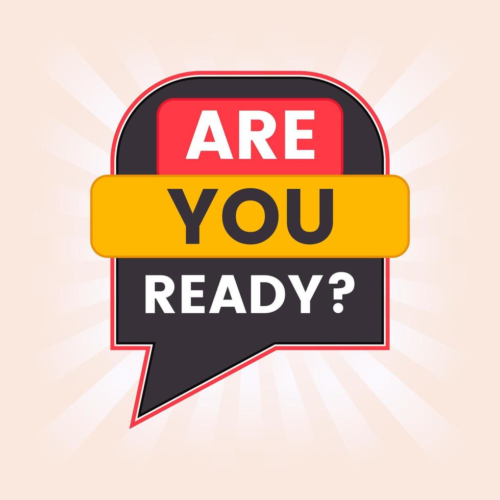 are you ready banner label sticker vector