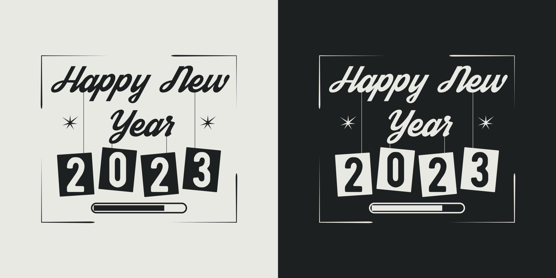 Happy new year t-shirt design vector 2023. Greeting stylish t-shirt Design. Typography, Unique, Vector design template.