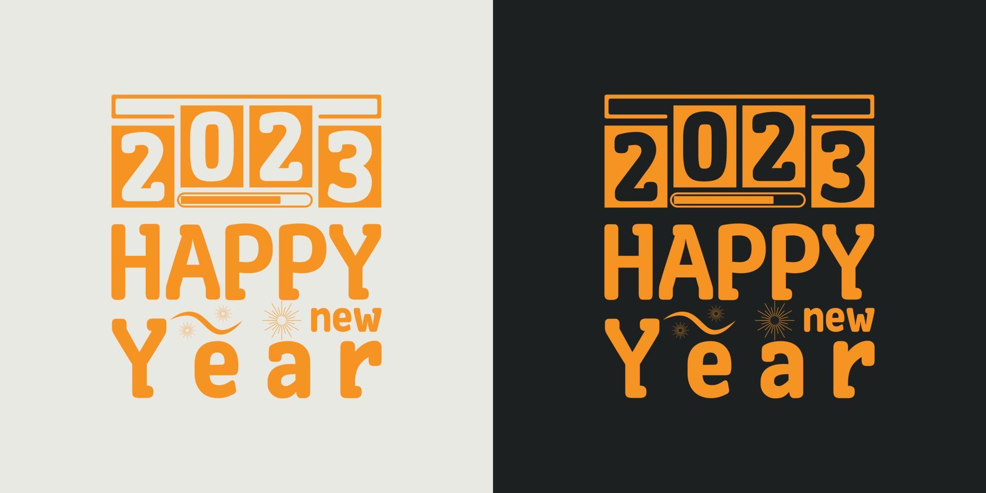 Happy new year t-shirt design vector 2023. Greeting stylish t-shirt Design. Typography, Unique, Vector design template.