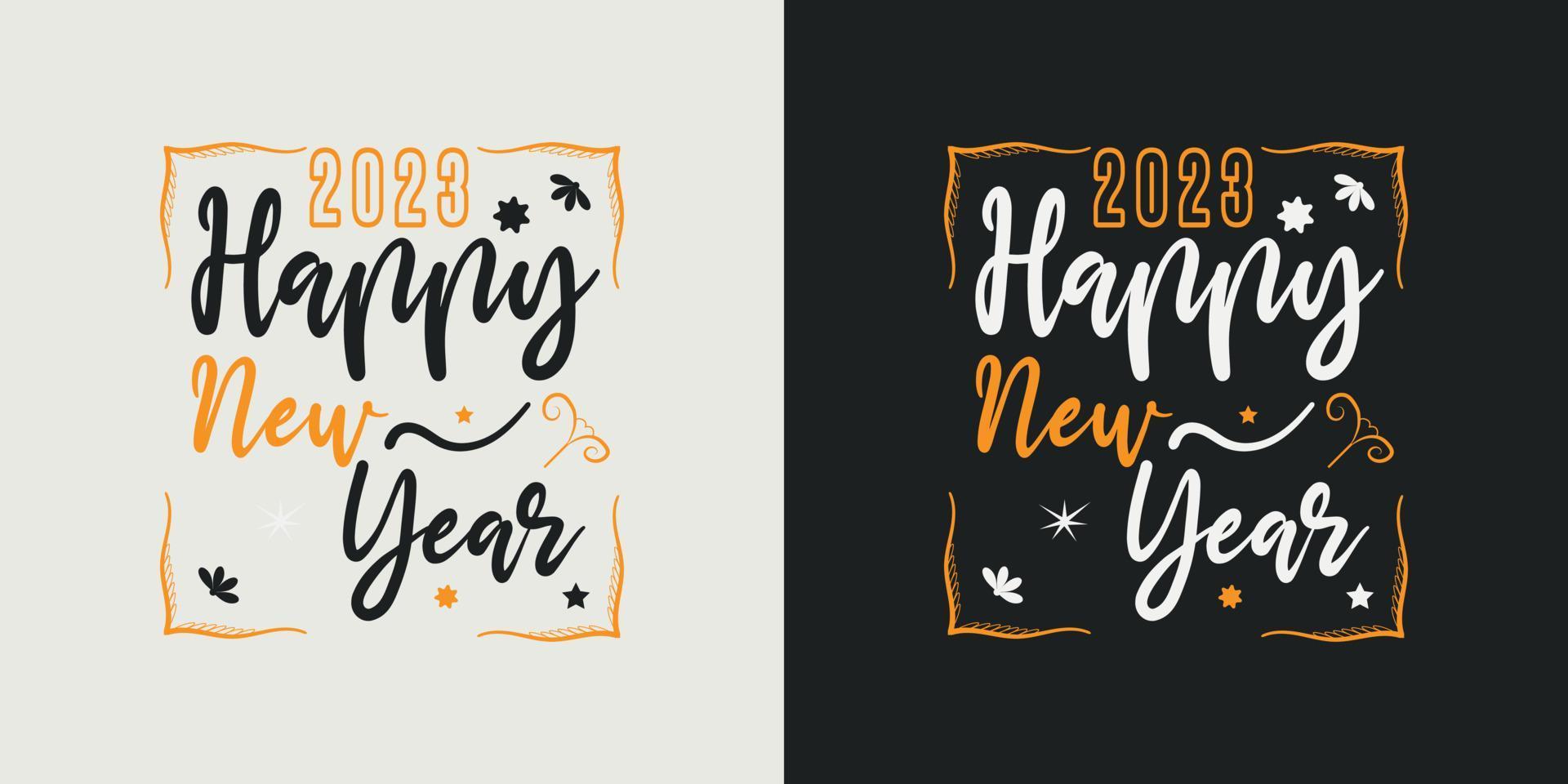 Happy new year t-shirt design vector 2023. Greeting stylish t-shirt Design. Typography, Unique, Vector design template.