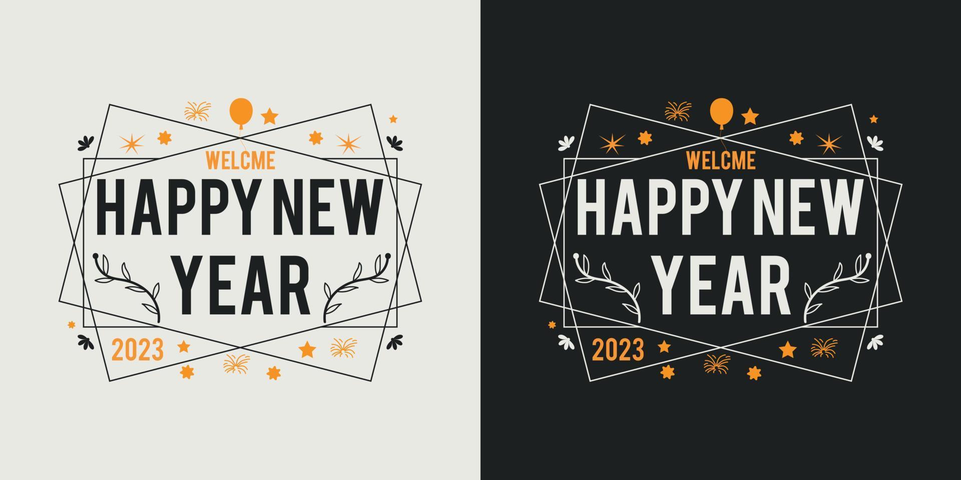 Happy new year t-shirt design vector 2023. Greeting stylish t-shirt Design. Typography, Unique, Vector design template.