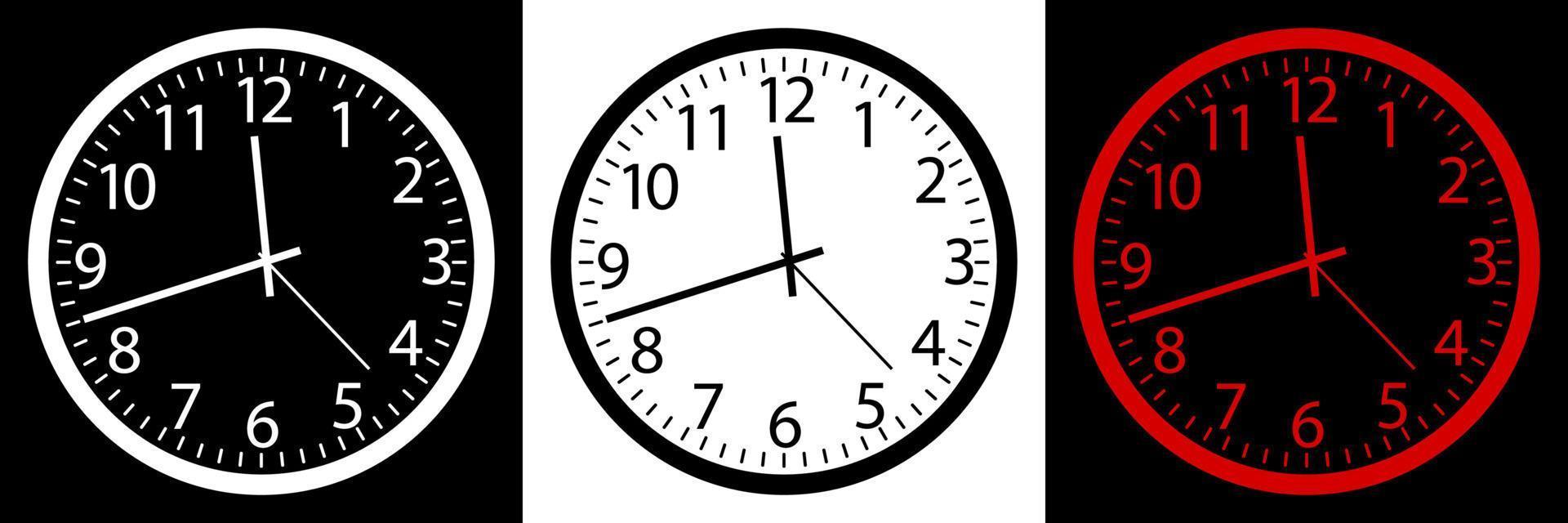 icono de reloj de pared redondo sobre fondo blanco. Reloj mecánico para medir el tiempo. vector