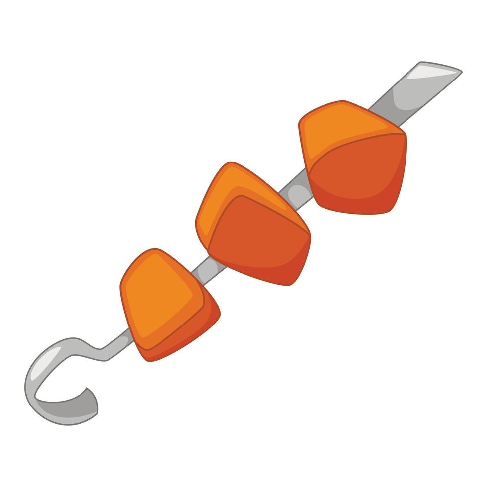 Barbecue kebab on skewer icon, cartoon style vector