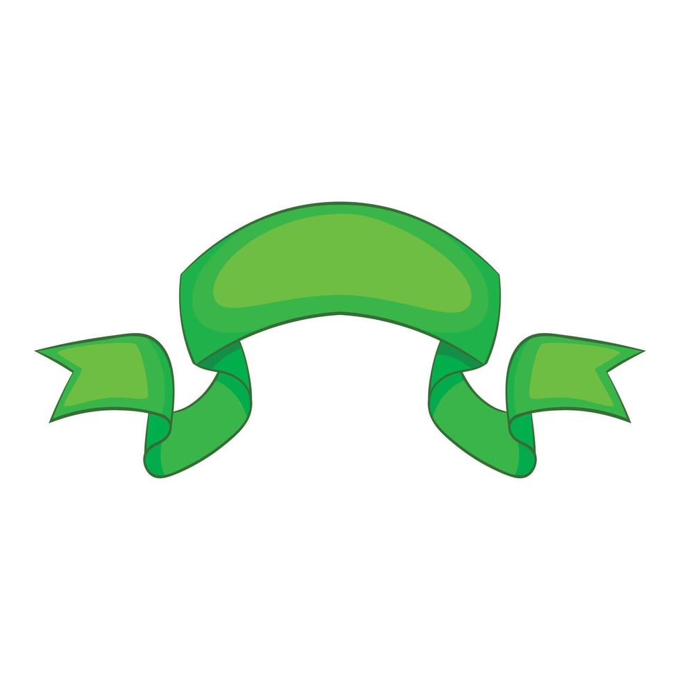 Green ribbon icon, cartoon style vector