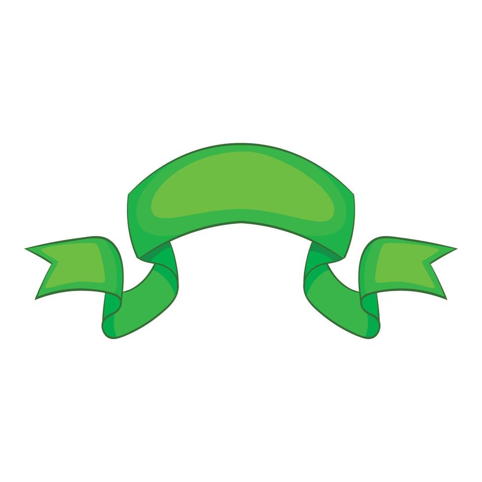 Green ribbon icon, cartoon style vector