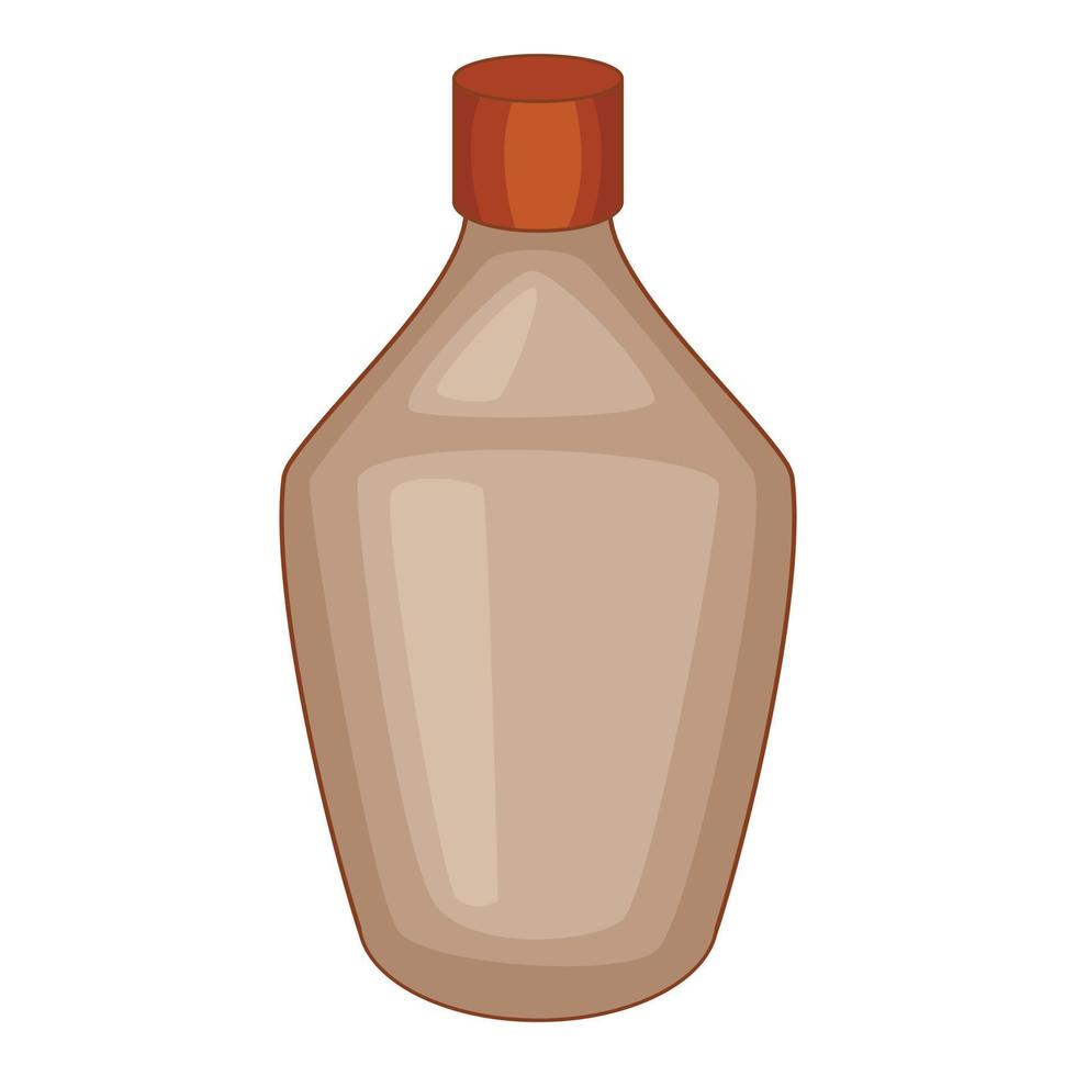 Brown bottle icon, cartoon style vector