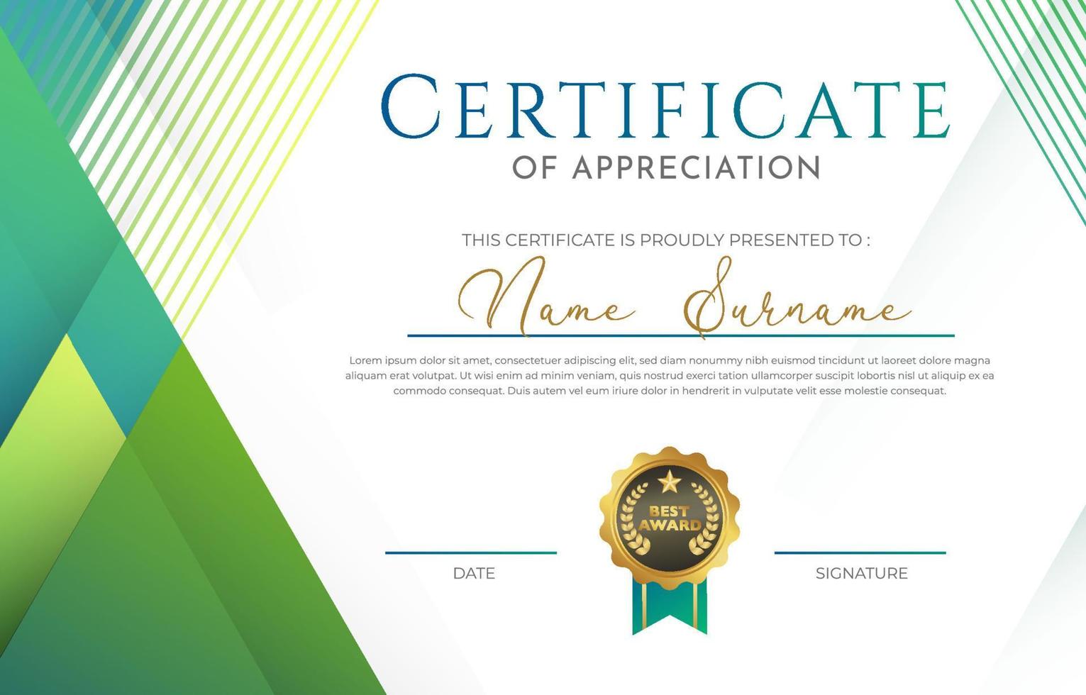 Certificate Template with Polygonal Geometric Shape vector