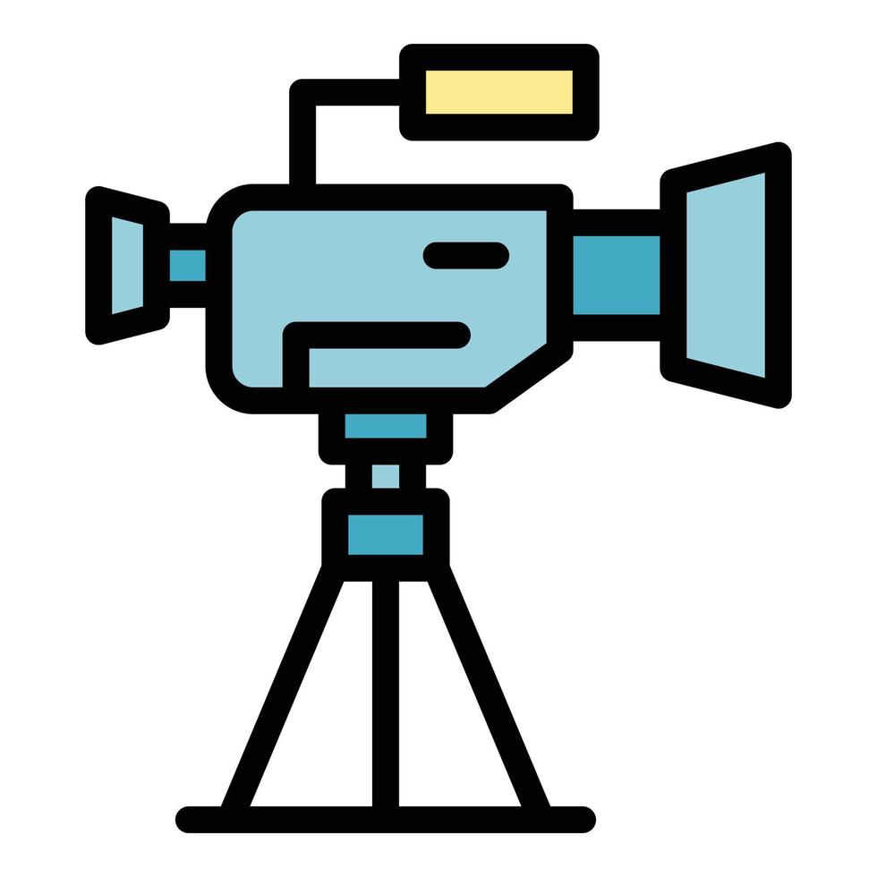 Cameraman camera icon color outline vector