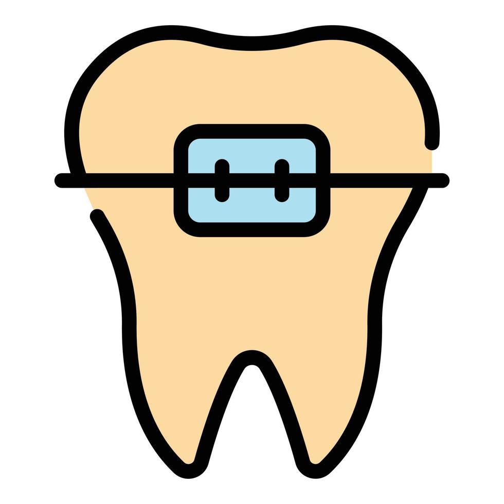 vector de contorno de color de icono de frenos de clínica dental