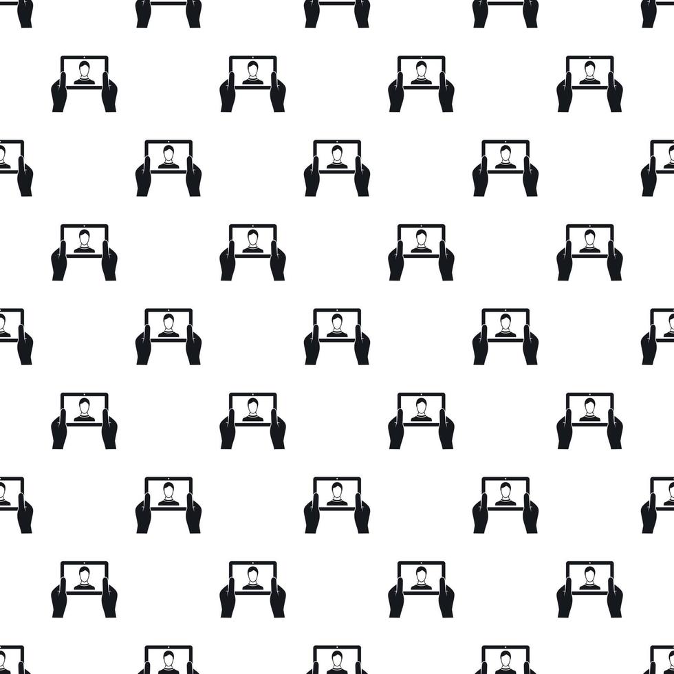 Man taking selfie using tablet pattern vector