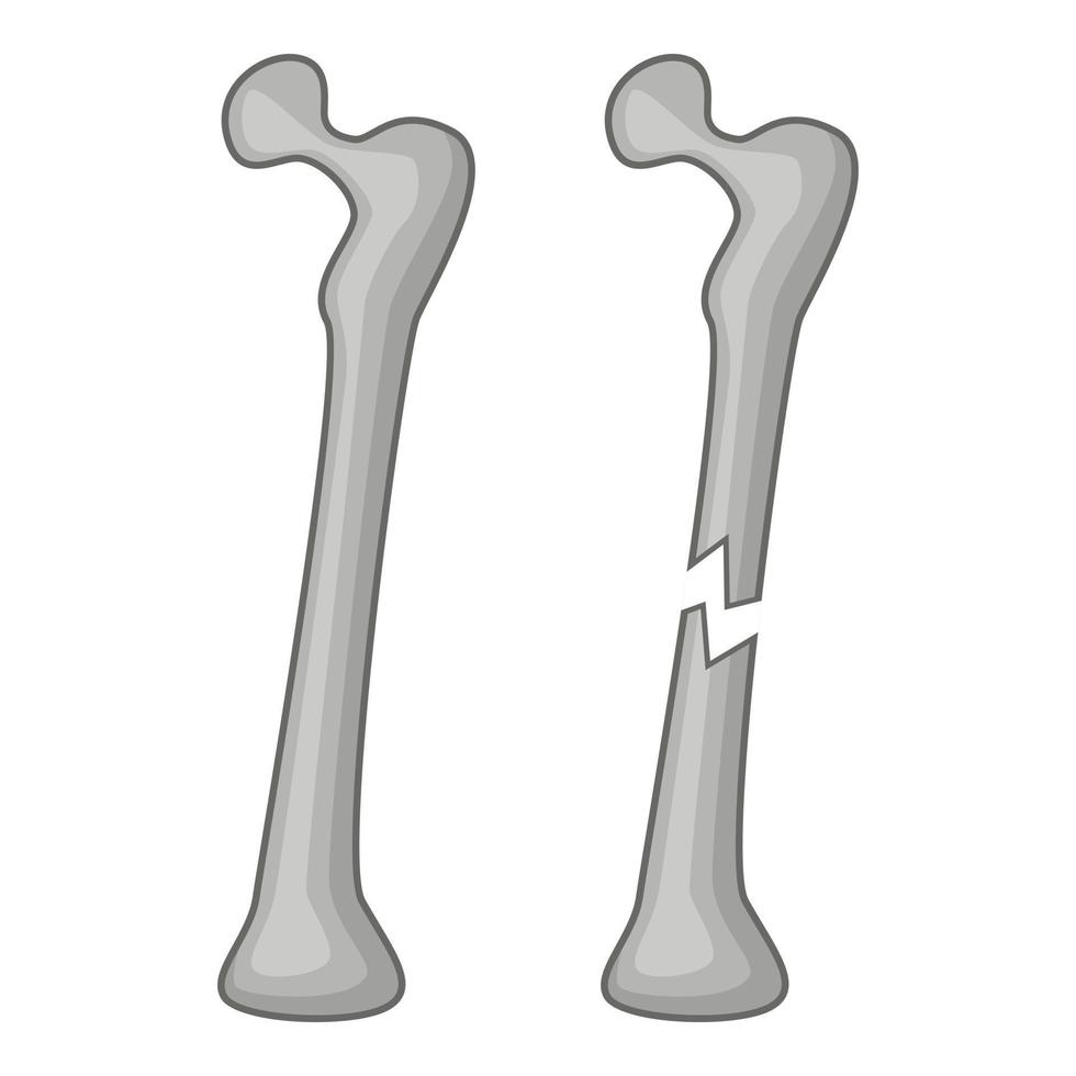 Broken bone icon, cartoon style vector