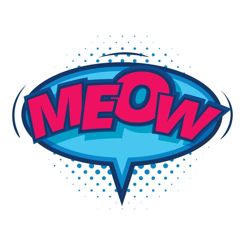 Meow, comic speech bubble icon, pop art style vector