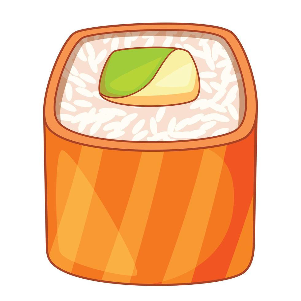 Roll with salmon icon, cartoon style vector