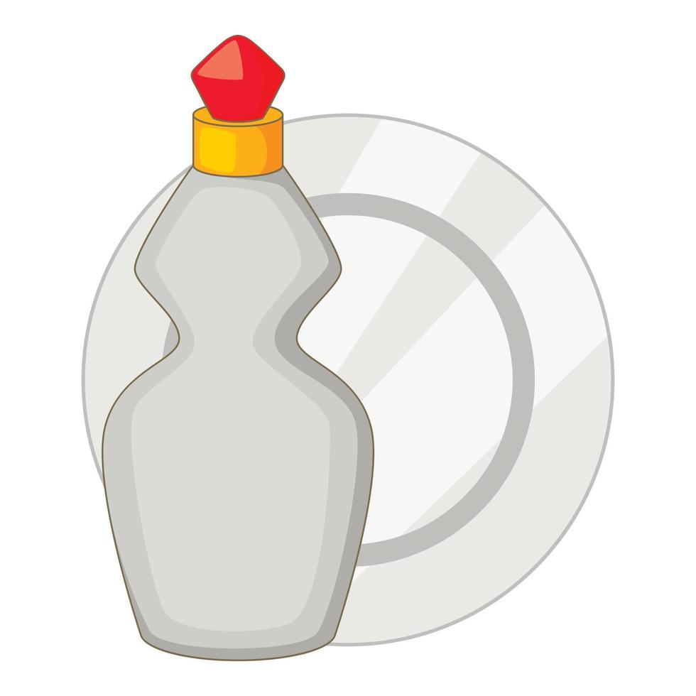 Dishwashing liquid bottle and plate icon vector