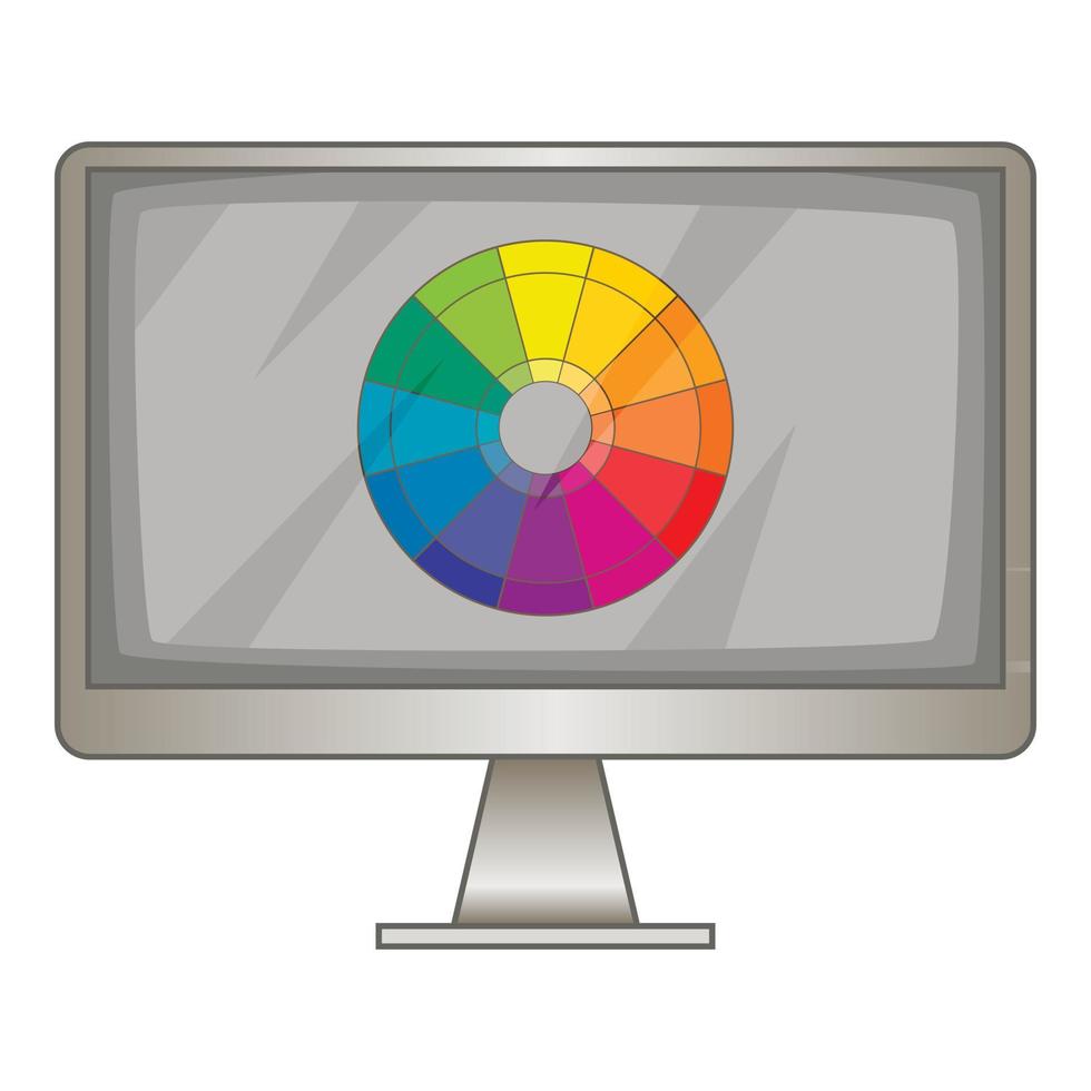 monitor de computadora con icono de espectro de color vector