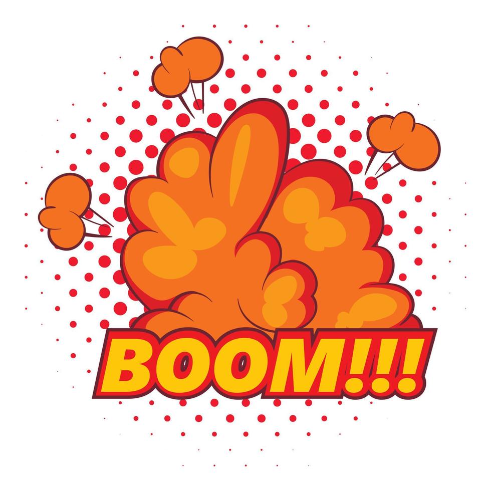 Boom, comic book explosion icon, pop art style vector