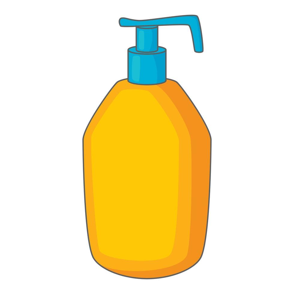 Bottle with liquid soap icon, cartoon style vector