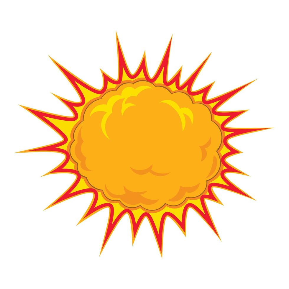 Fiery explosion busting icon, cartoon style vector