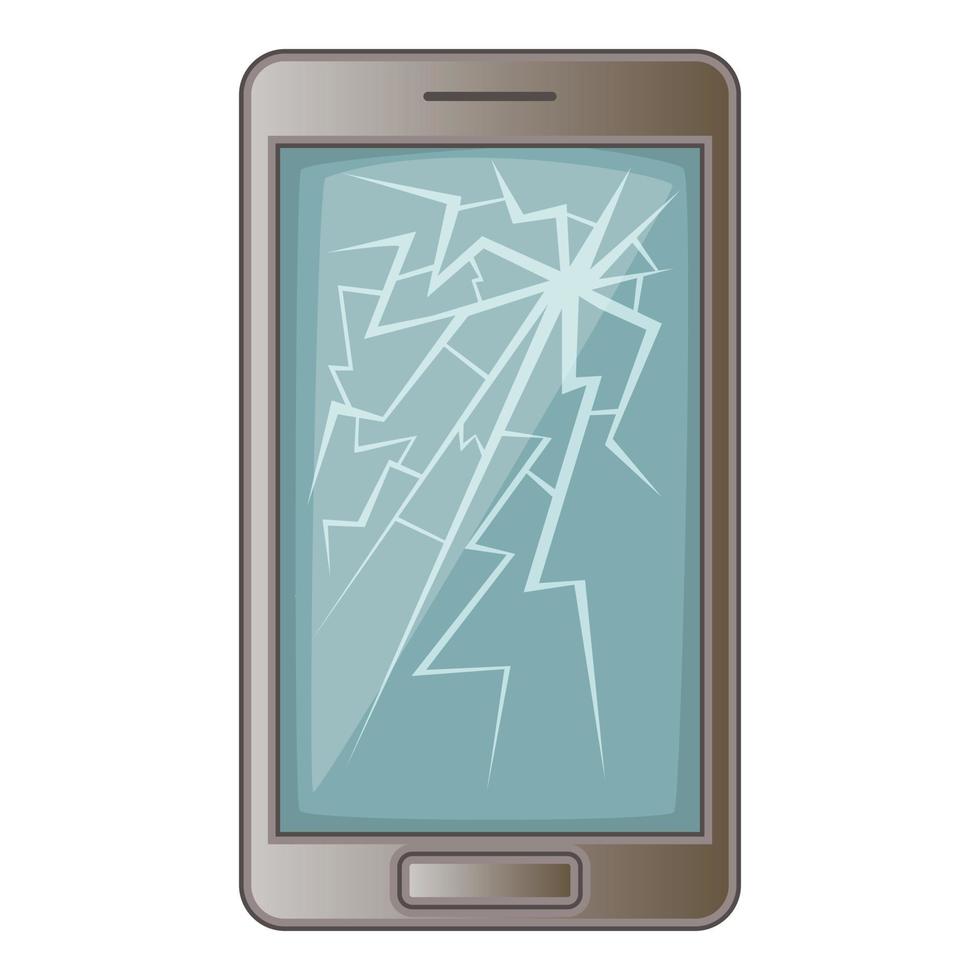 phone with broken screen icon, cartoon style vector