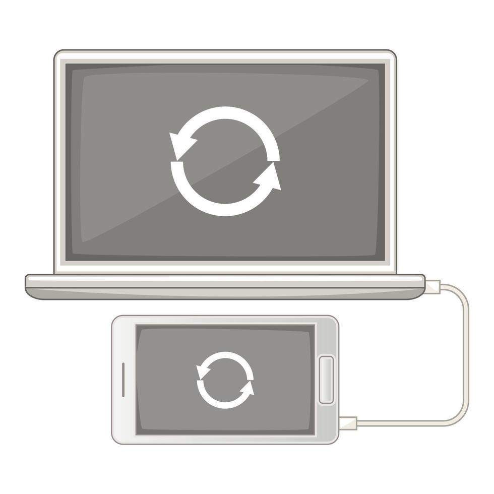 devices synchronization icon, cartoon style vector