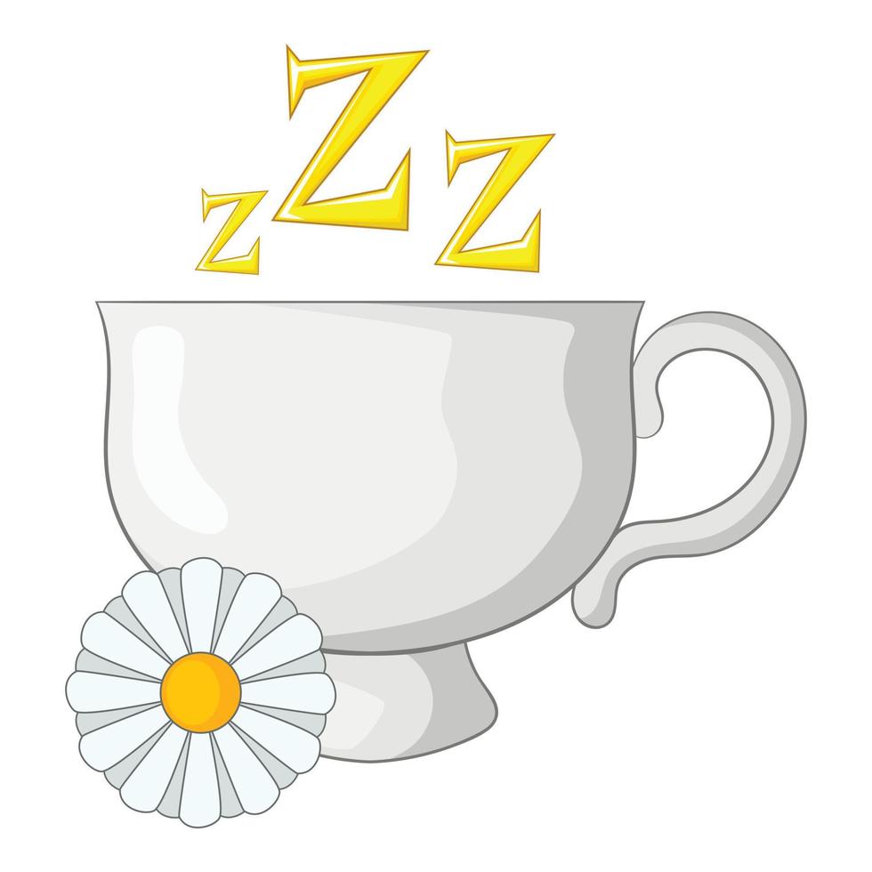 Chamomile tea icon, cartoon style vector
