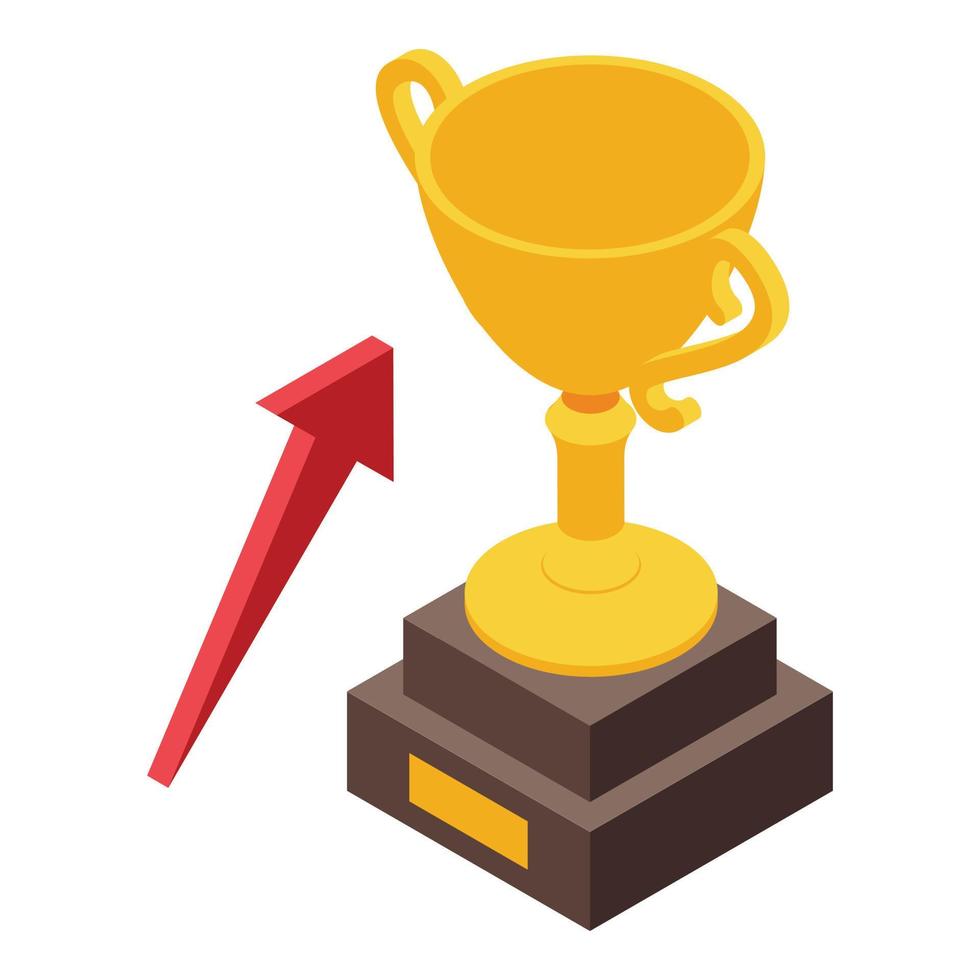 Gold cup seminar icon isometric vector. Group training vector