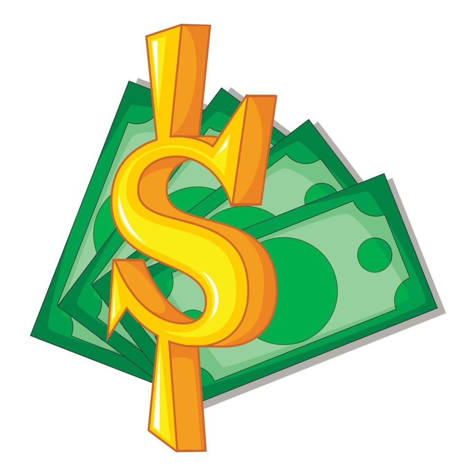 Money icon, cartoon style vector