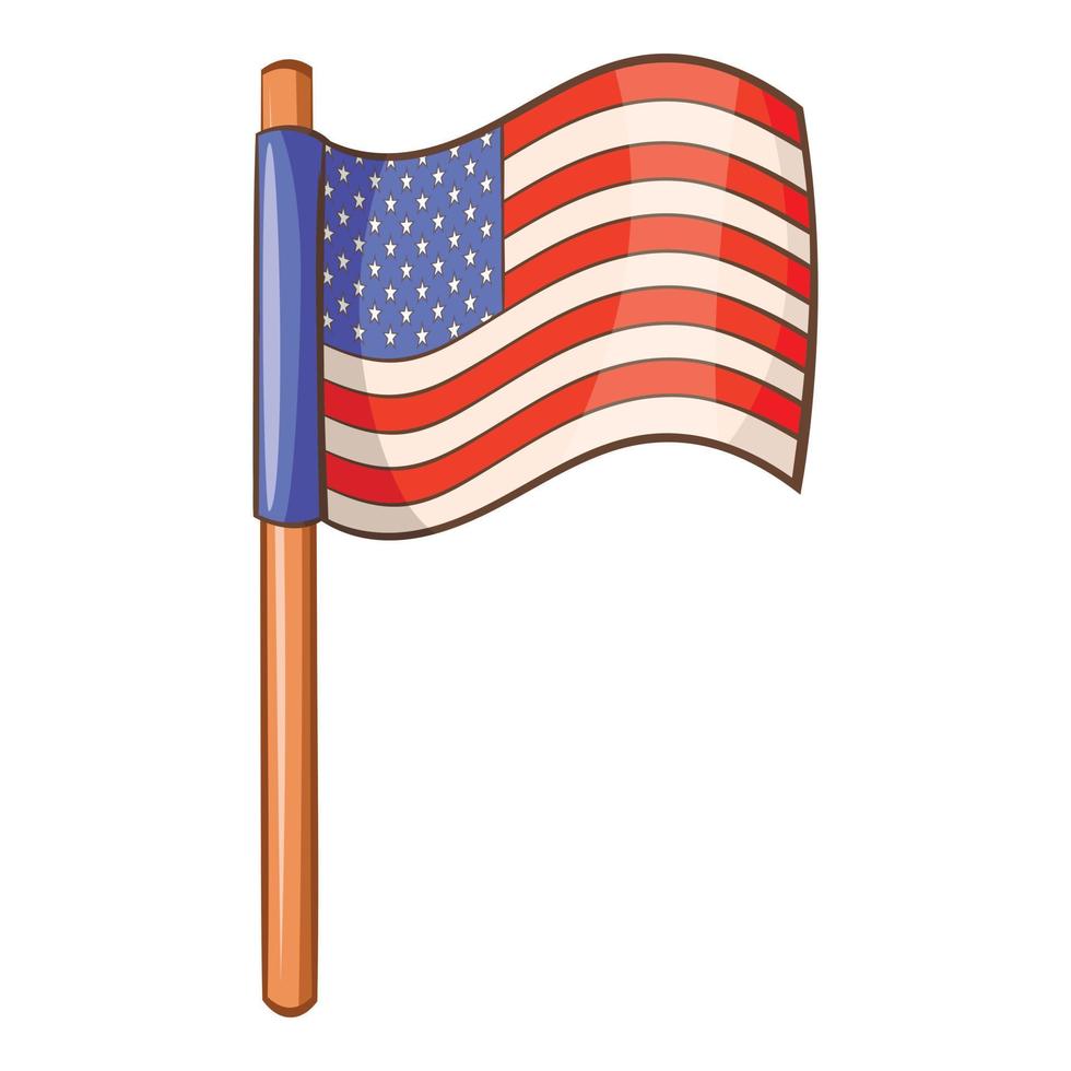 American flag icon, cartoon style vector