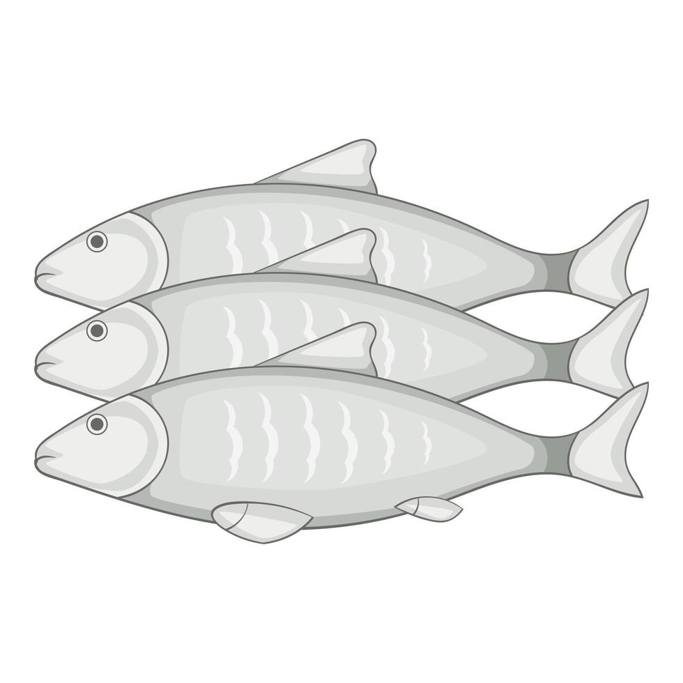 Three fish icon, cartoon style vector