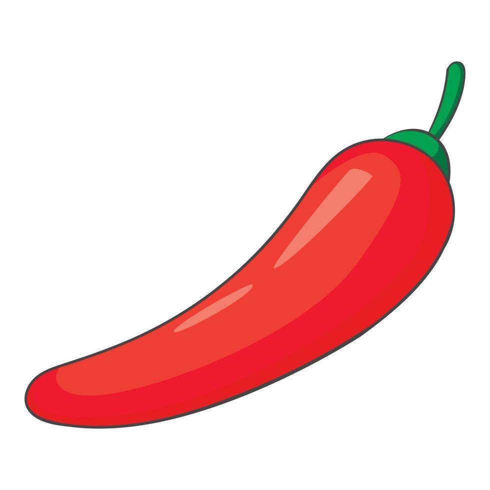 Chilli pepper icon, cartoon style vector