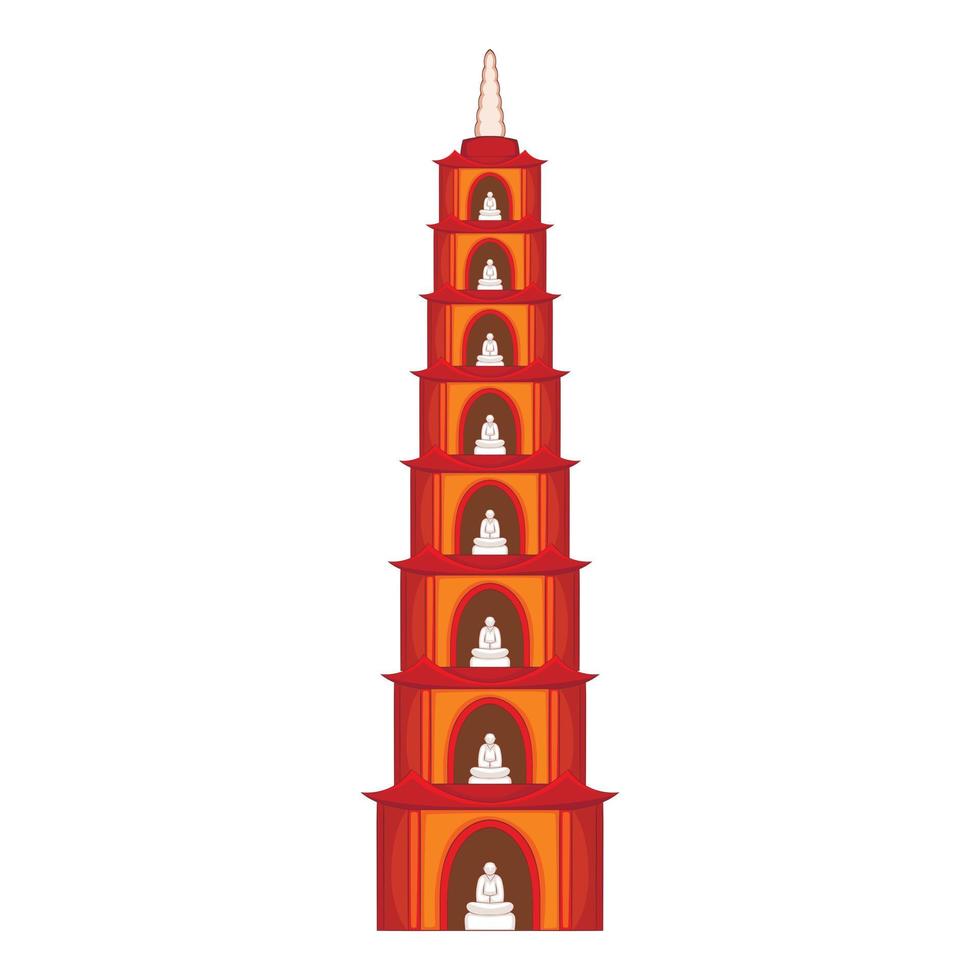 Tran Quoc Pagoda in Hanoi icon, cartoon style vector