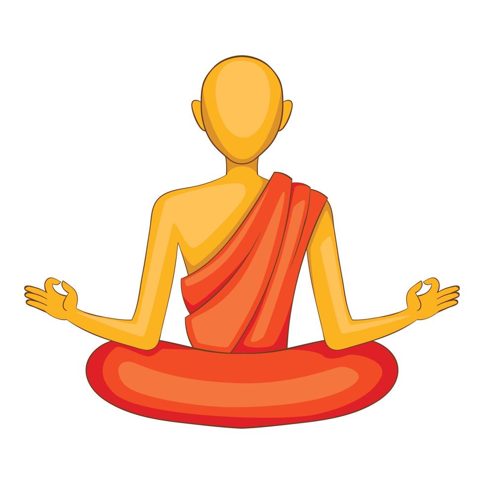 Buddhist monk icon, cartoon style vector