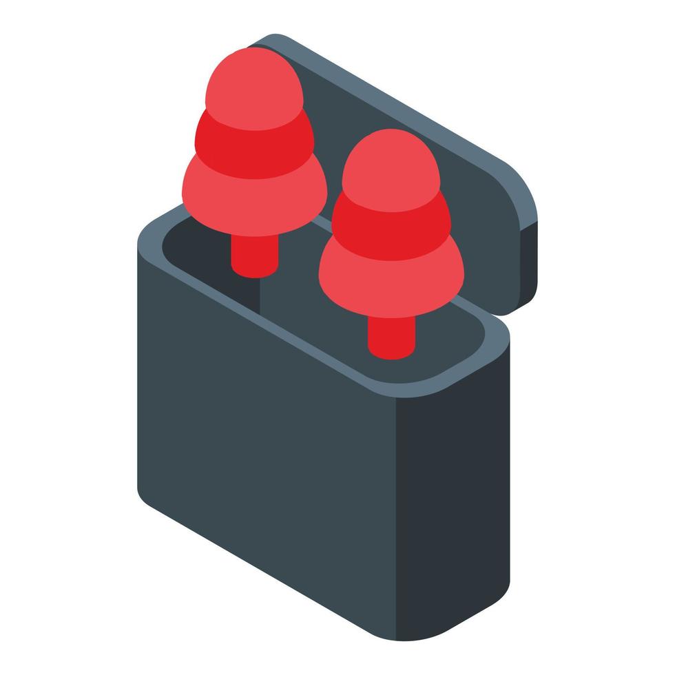 Earplugs case icon isometric vector. Level noise vector