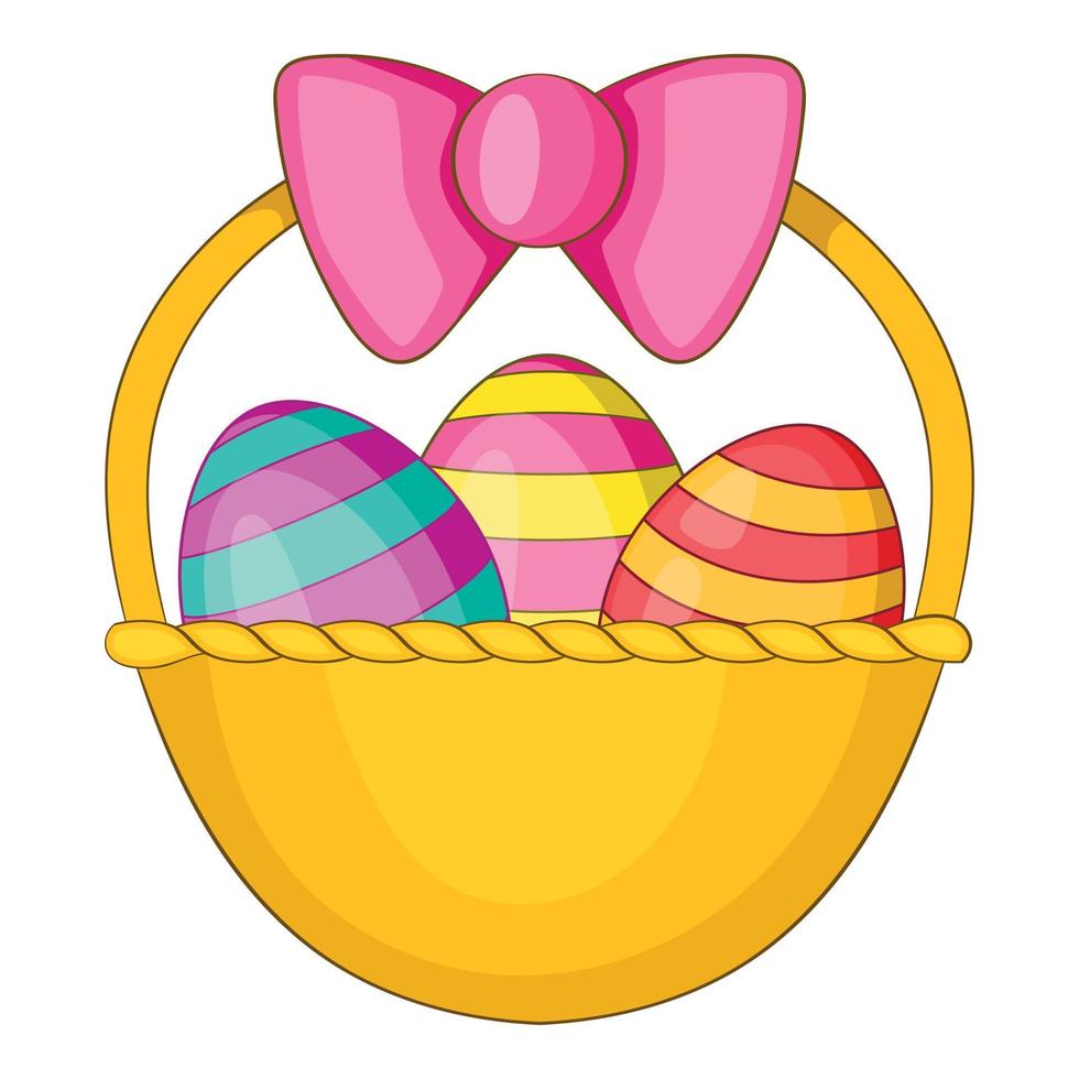 Easter basket icon, cartoon style vector