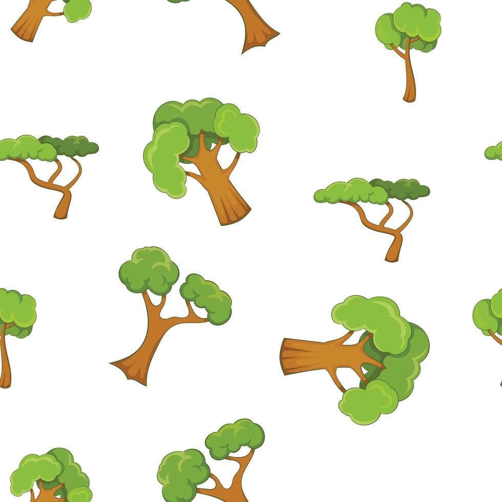 Trees pattern, cartoon style vector