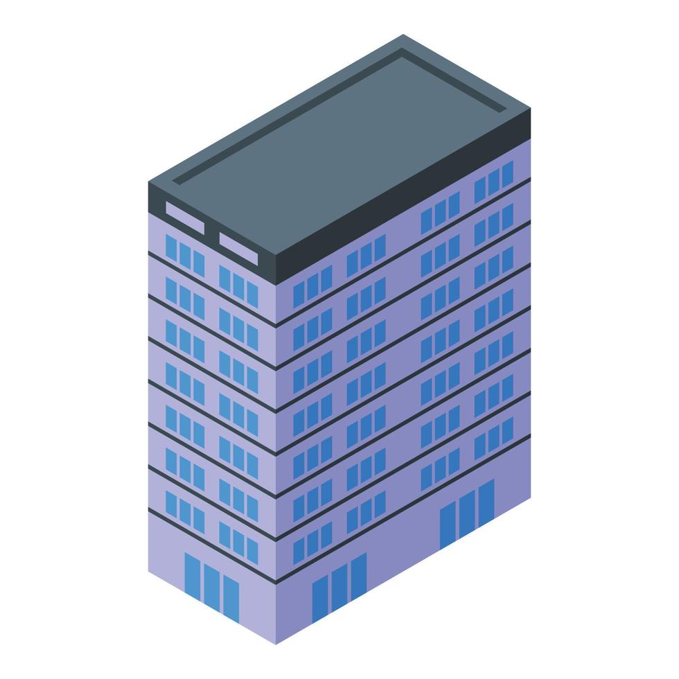 vector isométrico del icono del edificio de varios pisos del apartamento. casa de la ciudad