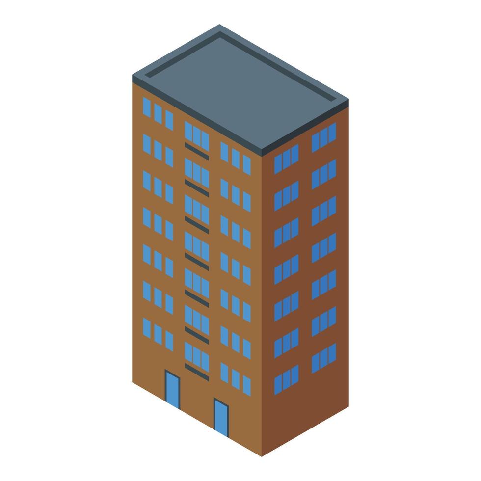 vector isométrico del icono del bloque de construcción de varios pisos. exterior de la fachada