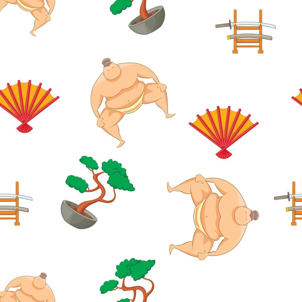 Attractions of Japan pattern, cartoon style vector