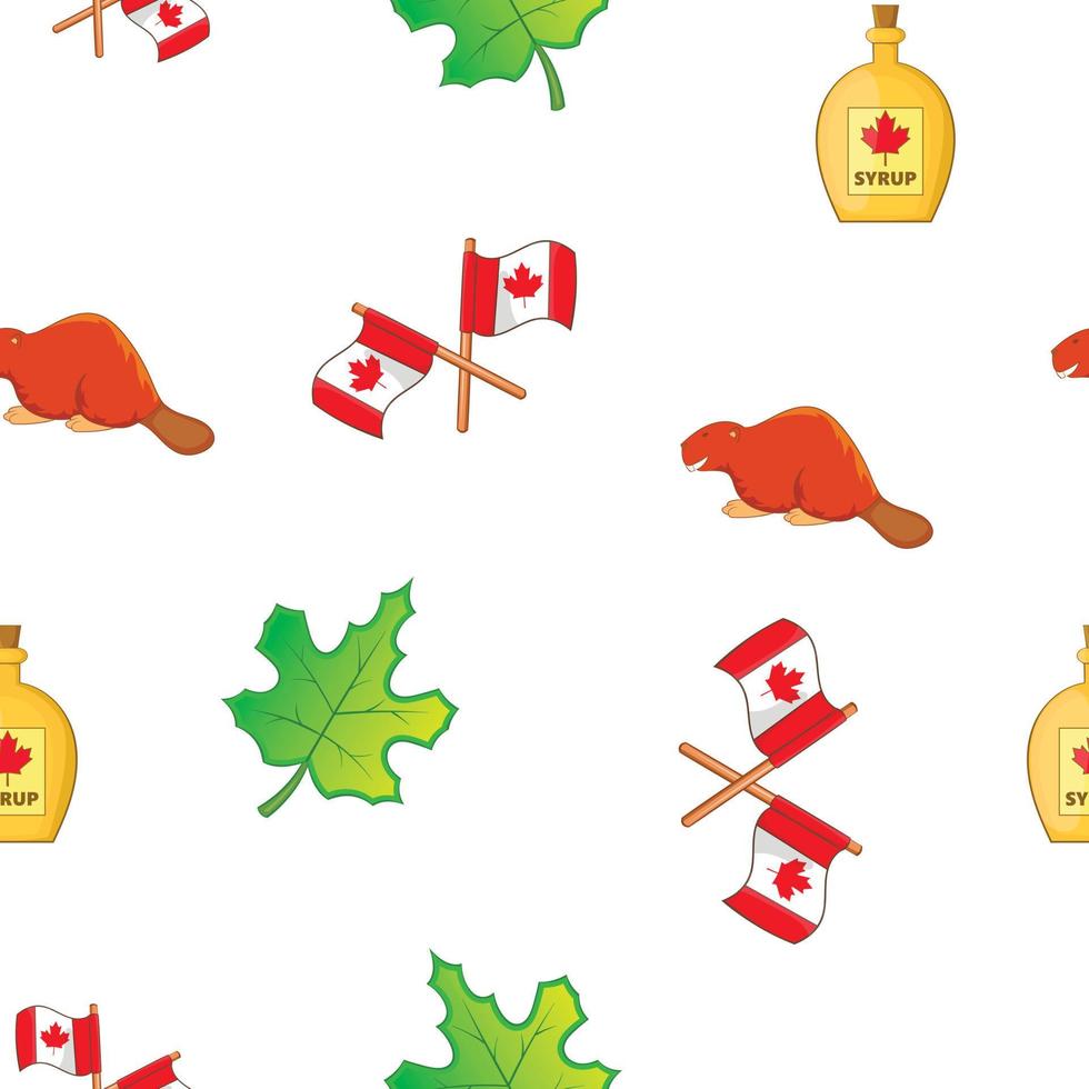 Holiday in Canada pattern, cartoon style vector