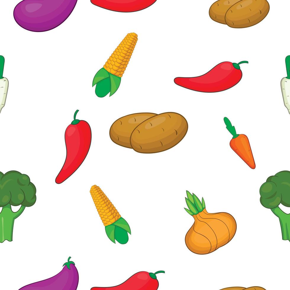 patrón de verduras, estilo de dibujos animados vector